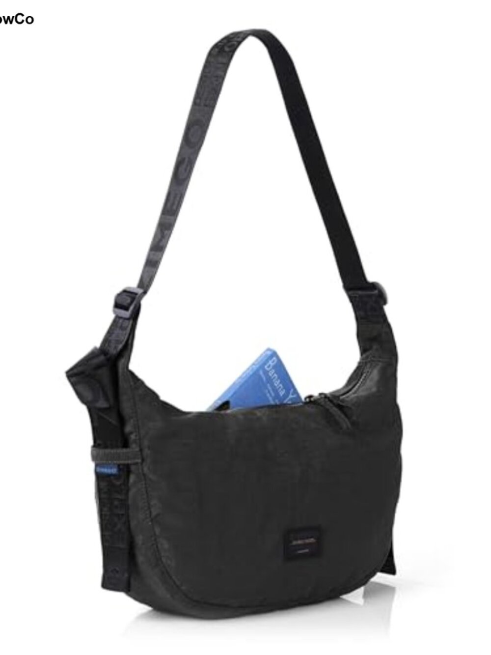 Nylon Crescent Crossbody Hobo Bag with Adjustable Strap